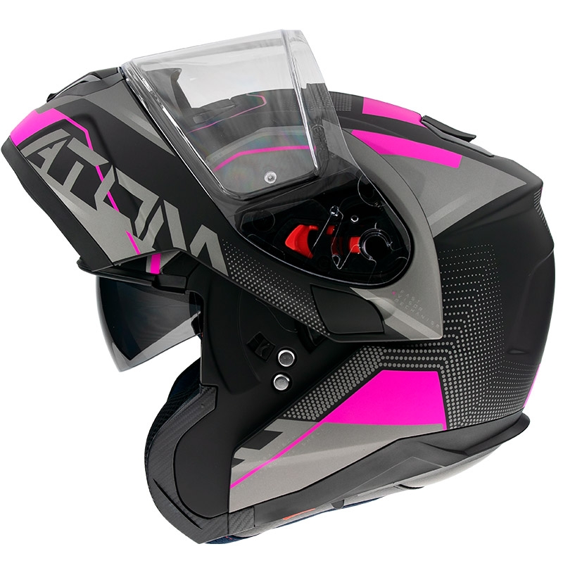 MT Atom SV Quark zwart-grijs-roze opklapbare motorhelm uitverkoop