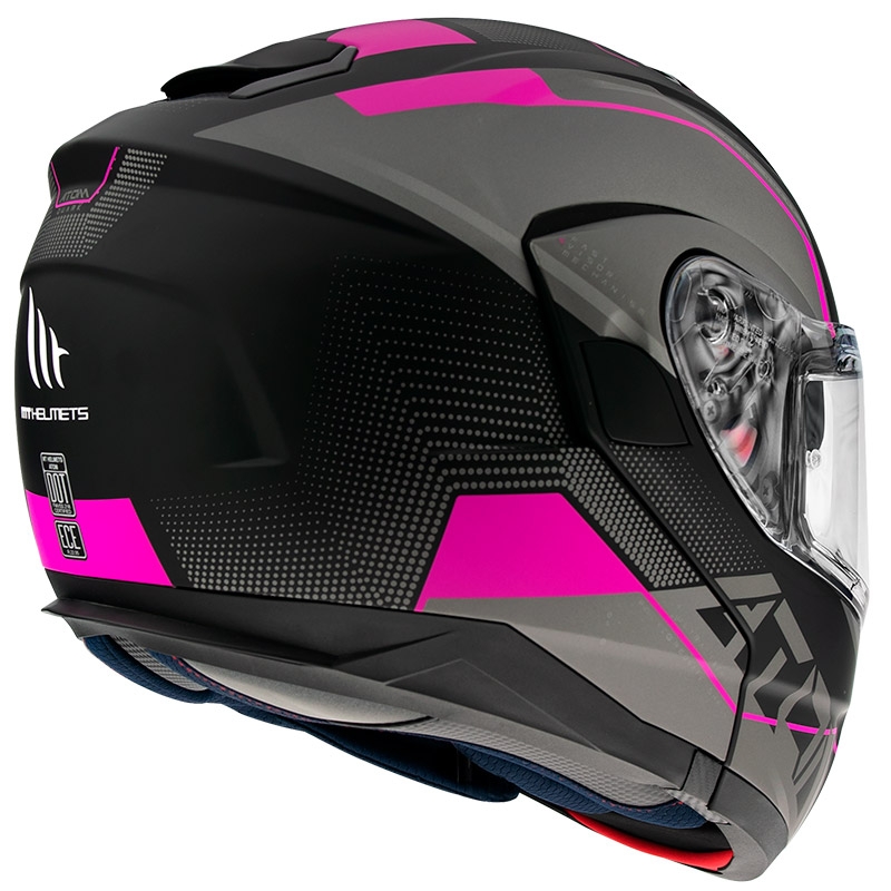 MT Atom SV Quark zwart-grijs-roze opklapbare motorhelm uitverkoop