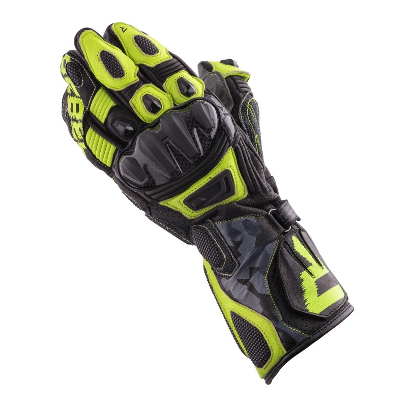 Motorhandschoenen Rebelhorn Rebel zwart-camo-fluogeel uitverkoop