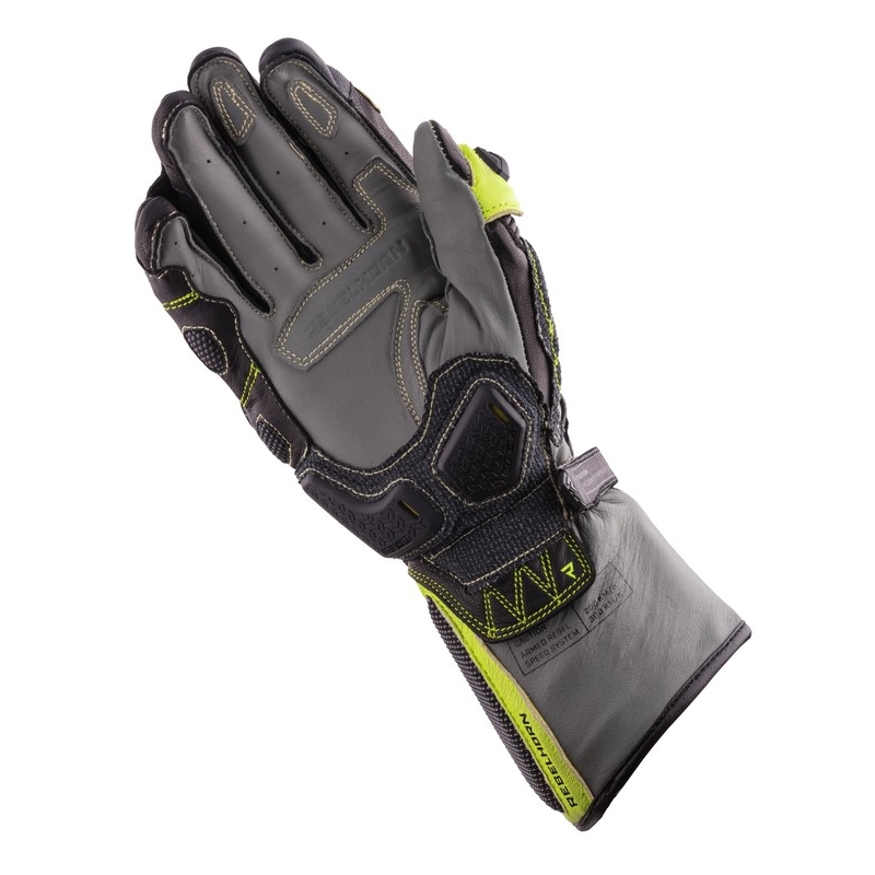 Motorhandschoenen Rebelhorn Rebel zwart-camo-fluogeel uitverkoop