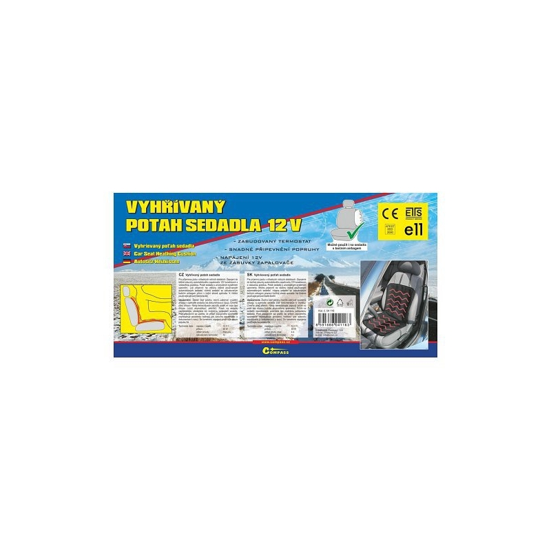 Potah sedadla vyhřívaný s termostatem 12V - černý