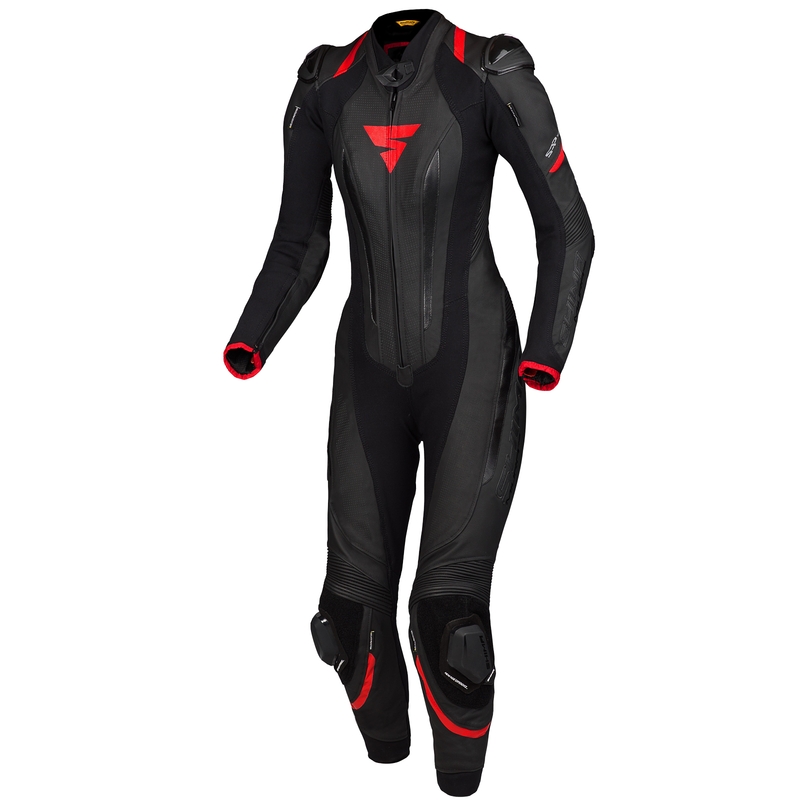 Eendelig damespak Shima Miura RS zwart-rood