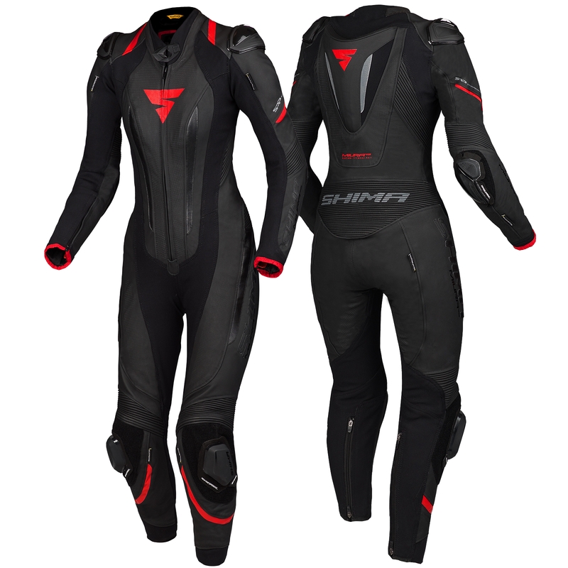 Eendelig damespak Shima Miura RS zwart-rood
