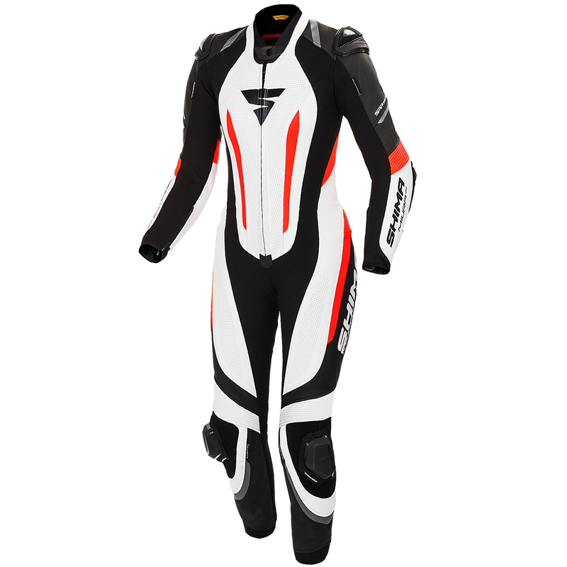 Eendelig damespak Shima Miura RS wit-zwart-fluorood