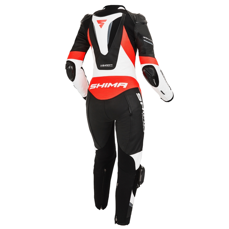 Eendelig damespak Shima Miura RS wit-zwart-fluorood