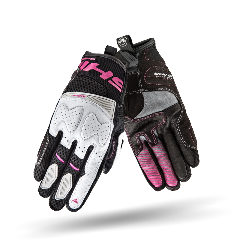 Shima Blaze zwart-wit-roze motorhandschoenen voor dames uitverkoop