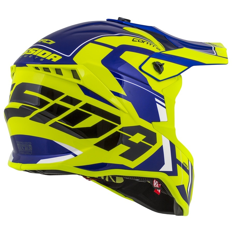 Motorcrosshelm Cassida Cross Pro II Contra fluo geel-blauw-wit