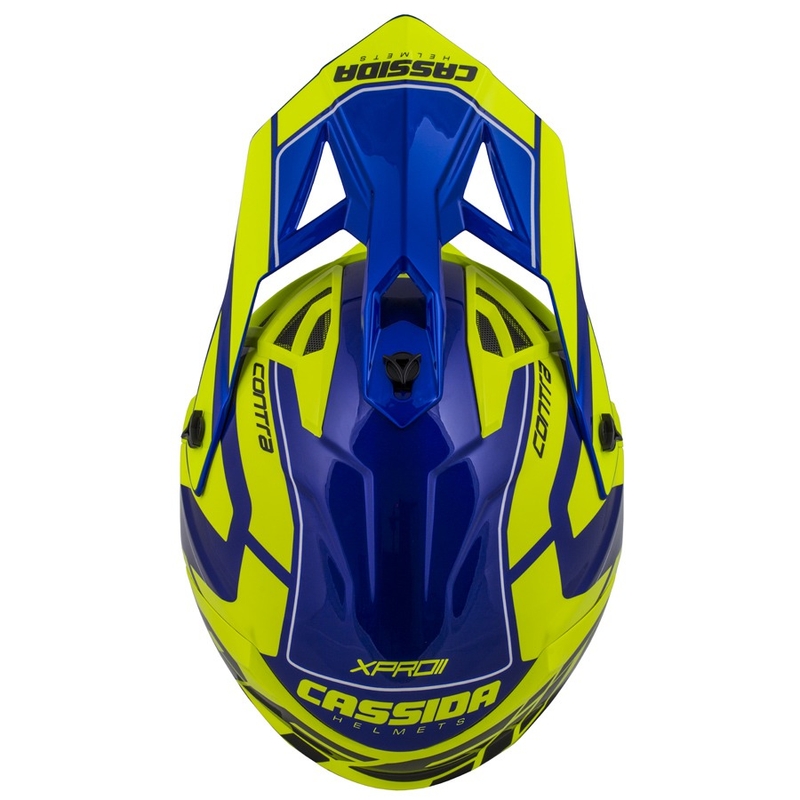 Motorcrosshelm Cassida Cross Pro II Contra fluo geel-blauw-wit
