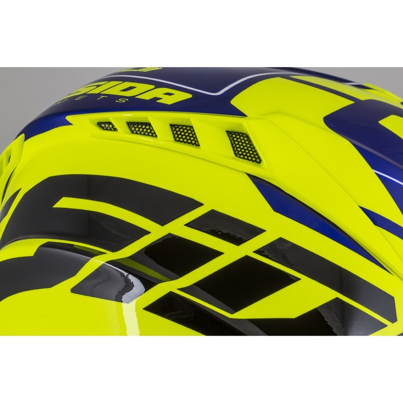 Motorcrosshelm Cassida Cross Pro II Contra fluo geel-blauw-wit
