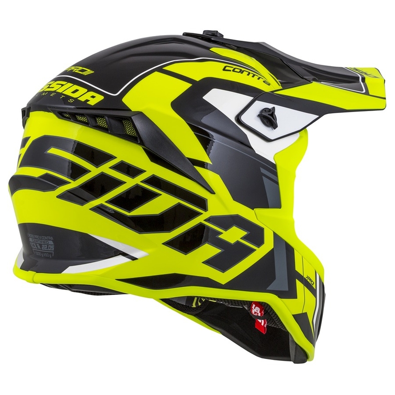 Cassida Cross Pro II Contra fluo geel-grijs-zwarte motorcrosshelm