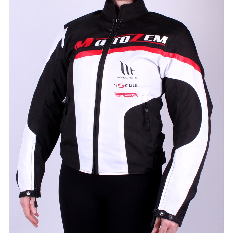 Dámská bunda na motorku MotoZem Edition černo-bílá výprodej