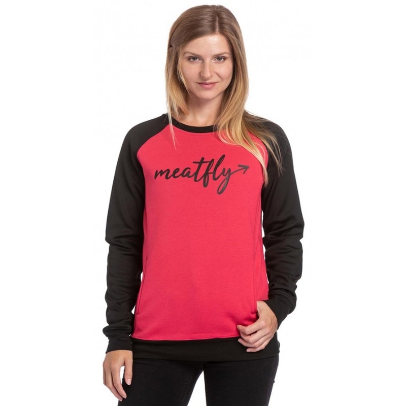 Dames sweatshirt Meatfly Robin zwart met roze uitverkoop