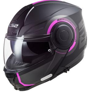 Opklapbare motorhelm LS2 FF902 Scope Arch zwart en roze mat