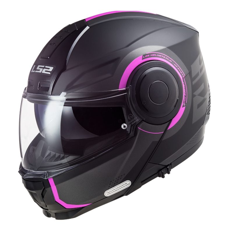 Opklapbare motorhelm LS2 FF902 Scope Arch zwart en roze mat