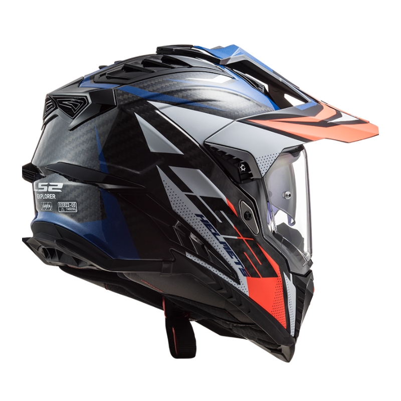 Endurohelm LS2 MX701 Explorer C Focus wit-blauw-rood