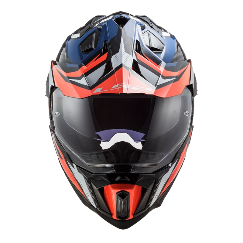 Endurohelm LS2 MX701 Explorer C Focus wit-blauw-rood