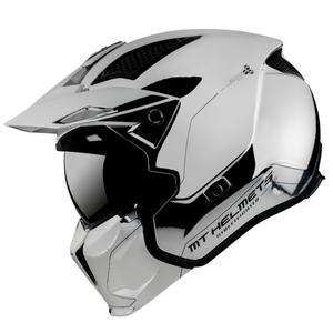 MT Streetfighter SV Verchroomde open helm met masker zilver uitverkoop
