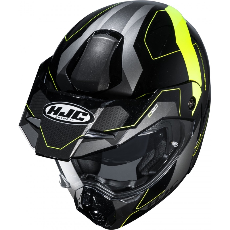 Vyklápěcí přilba na motorku HJC C80 Rox MC4H černo-šedo-fluo žlutá