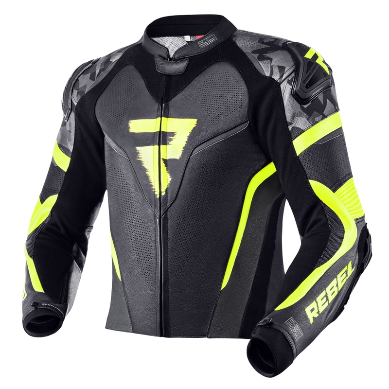 Rebelhorn Rebel zwart-grijs-fluo gele motorjas uitverkoop