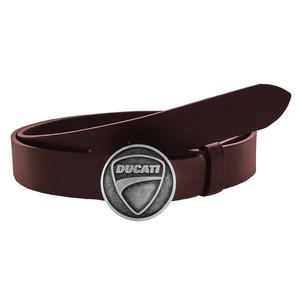Leren moto riem met Ducati gesp bruin