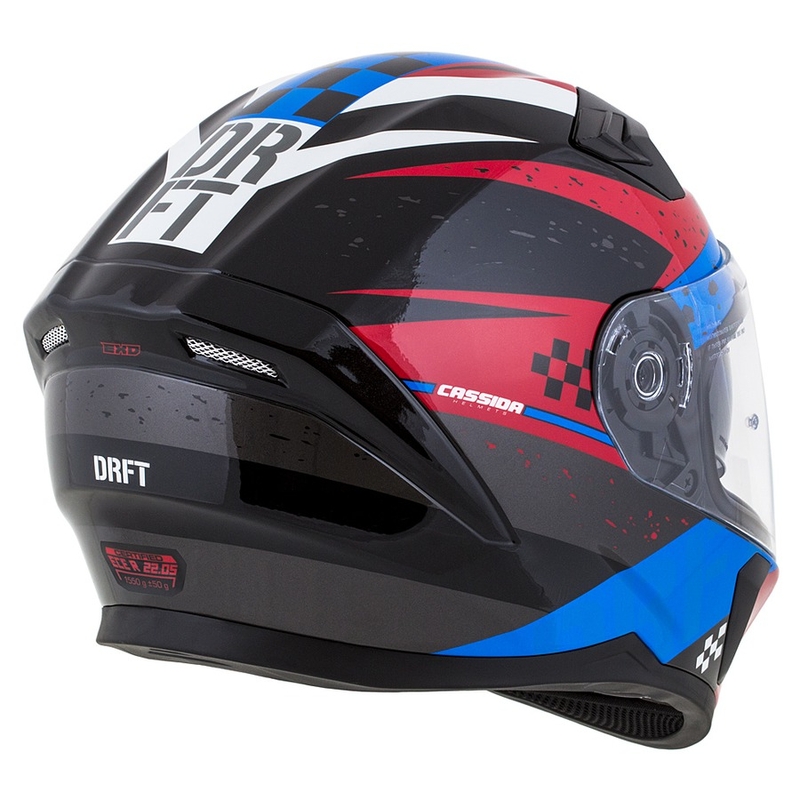 Integral motorhelm Cassida Integral 3.0 DRFT rood-parelmoer blauw