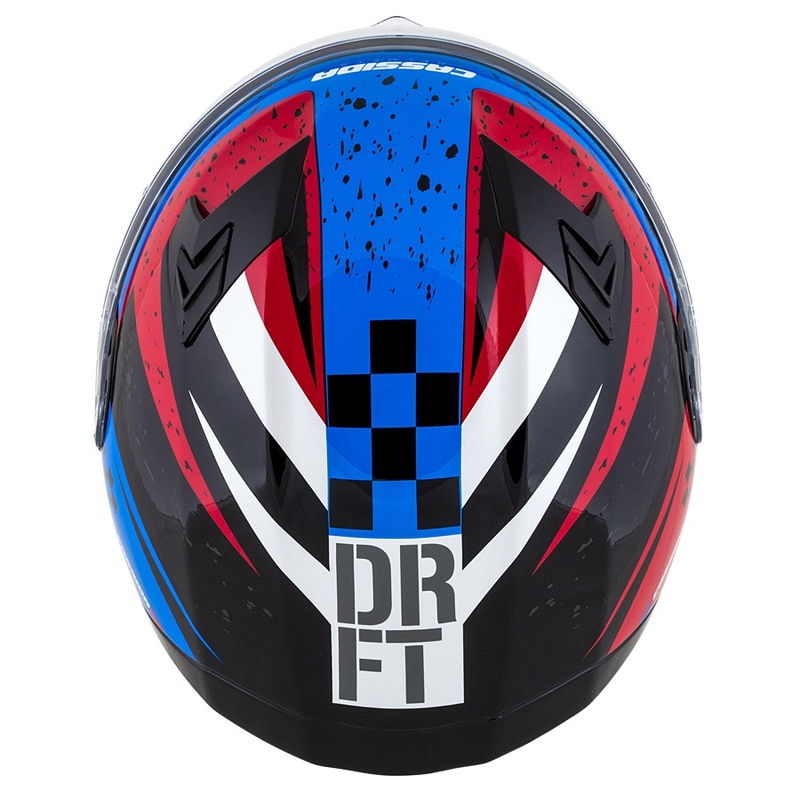 Integral motorhelm Cassida Integral 3.0 DRFT rood-parelmoer blauw