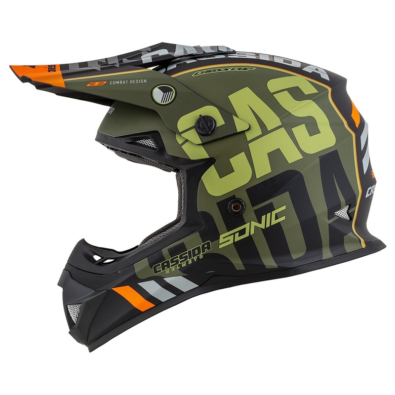 Cassida Cross Cup Sonic motorcrosshelm oranje-groen mat