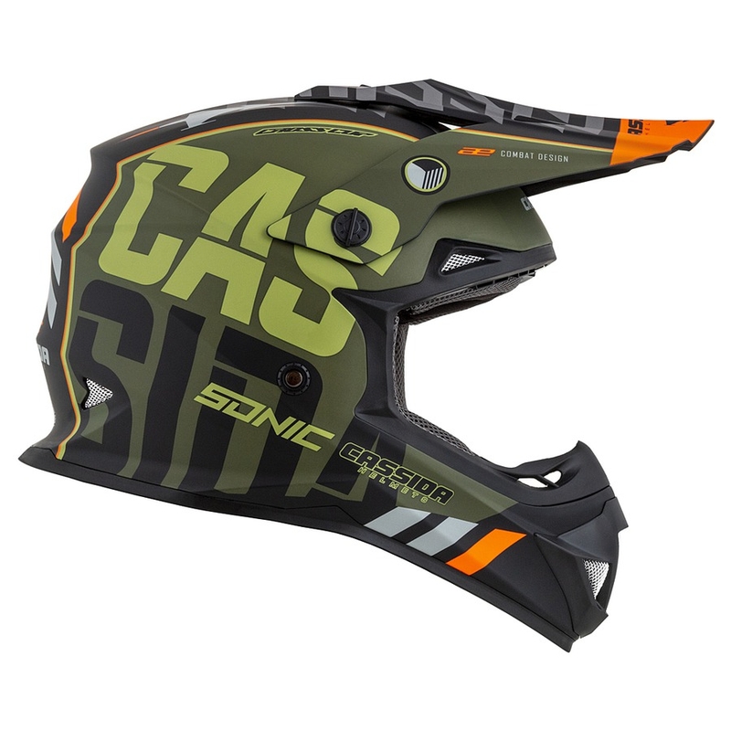 Cassida Cross Cup Sonic motorcrosshelm oranje-groen mat