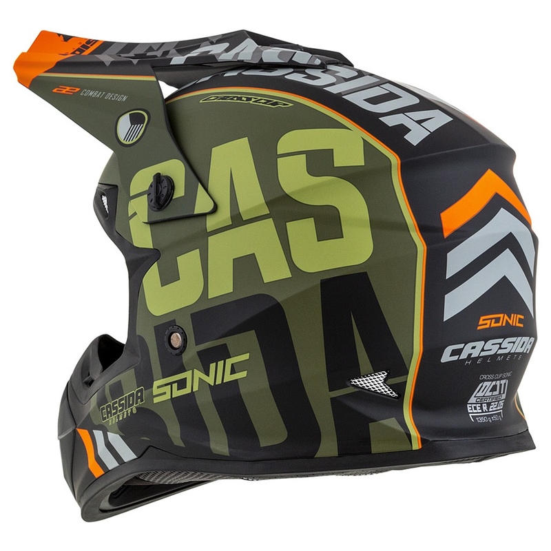 Cassida Cross Cup Sonic motorcrosshelm oranje-groen mat
