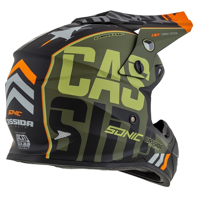 Cassida Cross Cup Sonic motorcrosshelm oranje-groen mat