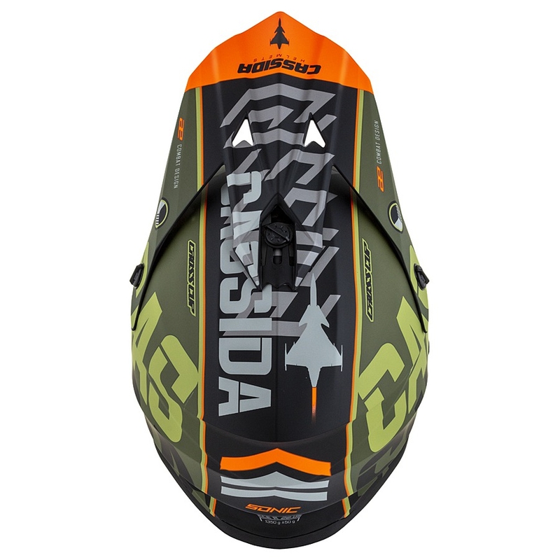 Cassida Cross Cup Sonic motorcrosshelm oranje-groen mat