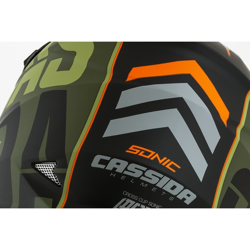 Cassida Cross Cup Sonic motorcrosshelm oranje-groen mat