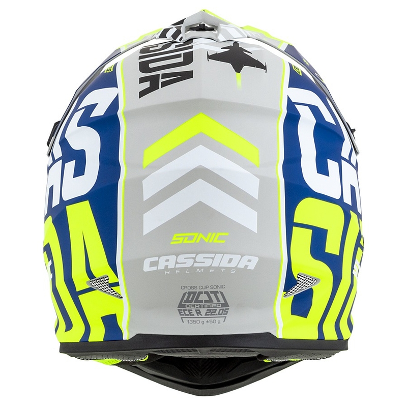 Motorcrosshelm Cassida Cross Cup Sonic fluo geel-blauw mat