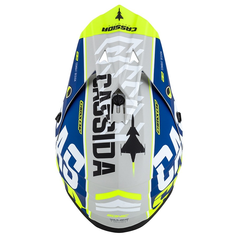 Motorcrosshelm Cassida Cross Cup Sonic fluo geel-blauw mat