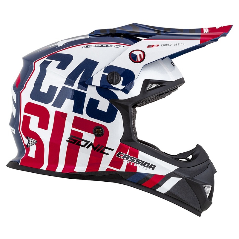 Motorcrosshelm Cassida Cross Cup Sonic rood-blauw-wit