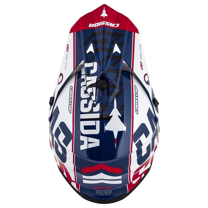 Motorcrosshelm Cassida Cross Cup Sonic rood-blauw-wit