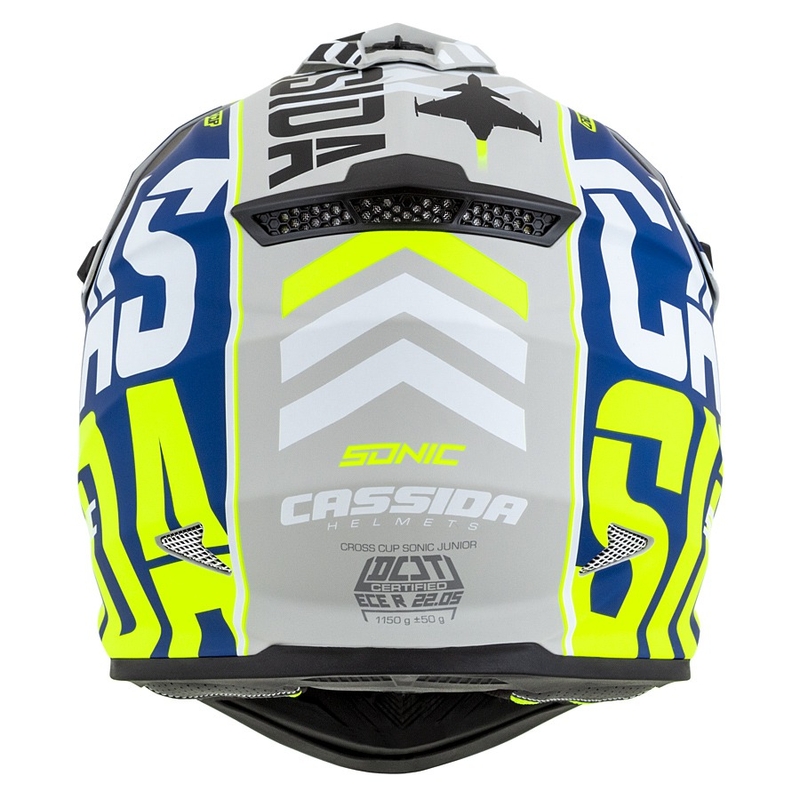 Dětská motokrosová přilba Cassida Cross Cup Sonic Junior fluo žluto-modrá matná výprodej