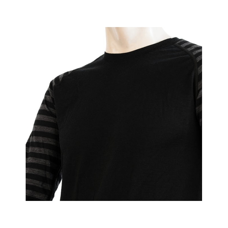Pánské funkční tričko Sensor Merino Active černo-šedé - dlouhý rukáv výprodej