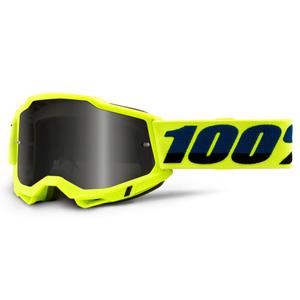 Motorcrossbril 100% ACCURI 2 fluo geel (gerookt plexi)