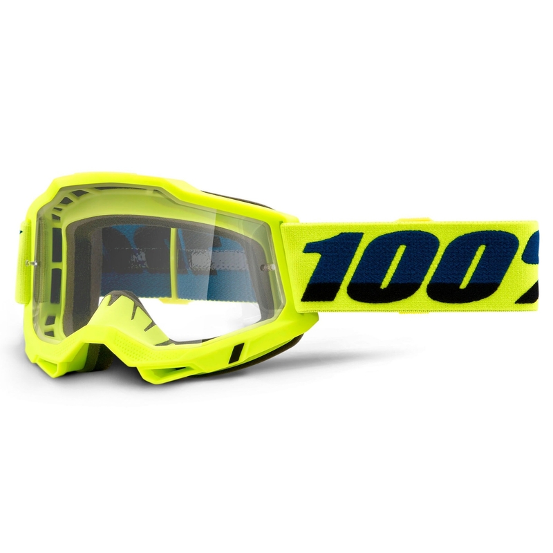 Motorcrossbril 100% ACCURI 2 OTG fluo geel (helder plexi)