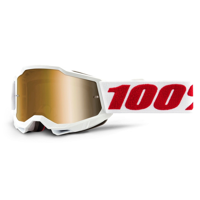 Kinder motorcrossbril 100% ACCURI 2 wit (goud plexi)
