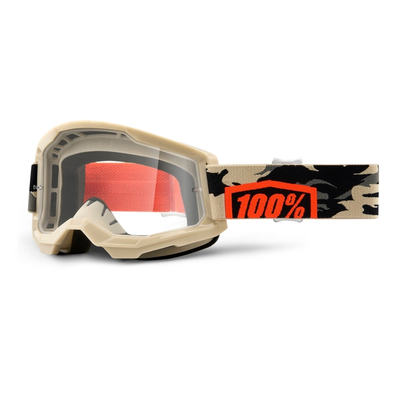 Motorcrossbril 100% STRATA 2 Kombat beige (helder plexi)