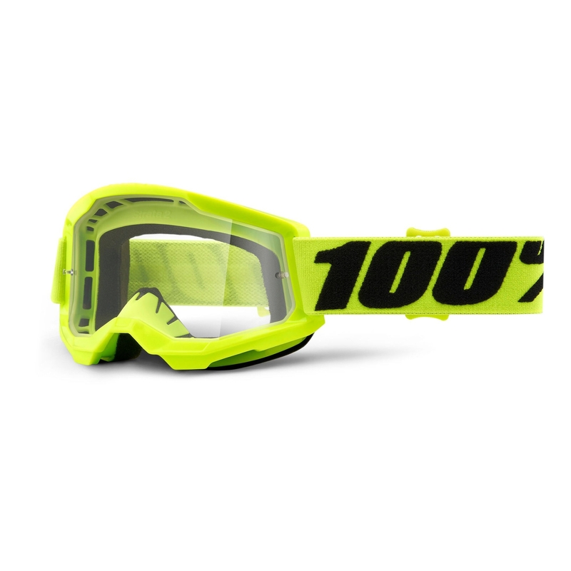 Dětské motokrosové brýle 100% STRATA 2 fluo žluté (čiré plexi)
