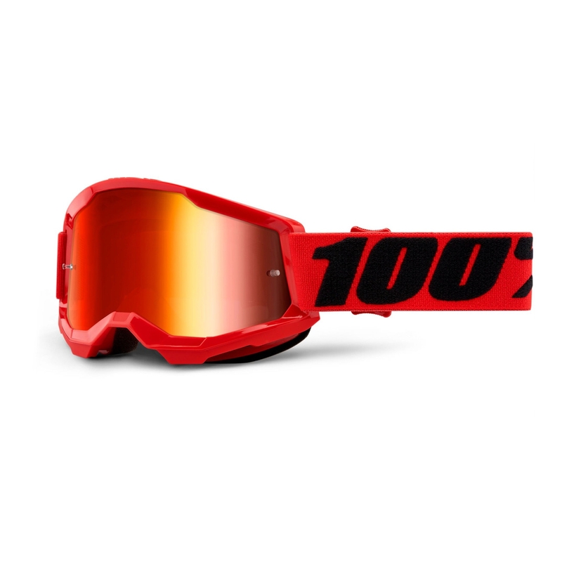 Motorcrossbril voor kinderen 100% STRATA 2 rood (rood gespiegeld plexi)