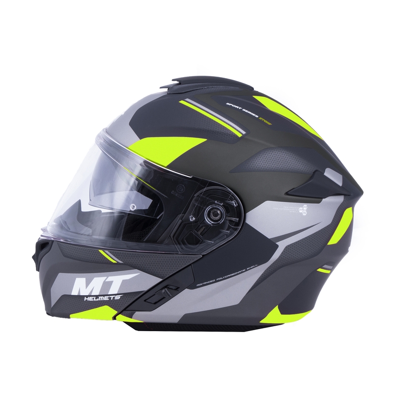 Vyklápěcí přilba na motorku MT Storm ST-ONE černo-šedo-fluo žlutá výprodej