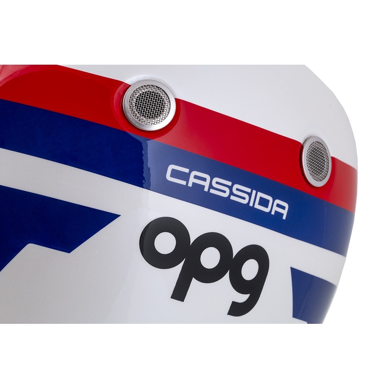 Cassida Fibre OPG integraal motorhelm wit-blauw-rood