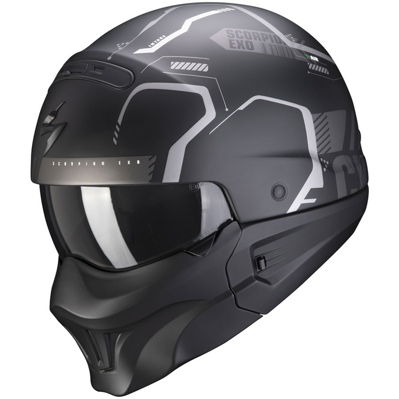 Open helm met masker Scorpion EXO-COMBAT EVO Ram zwart-zilver mat