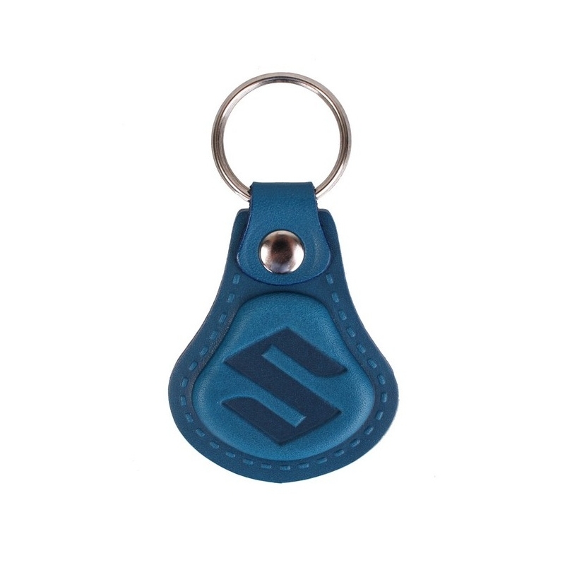 Leren sleutelhanger Suzuki blauw