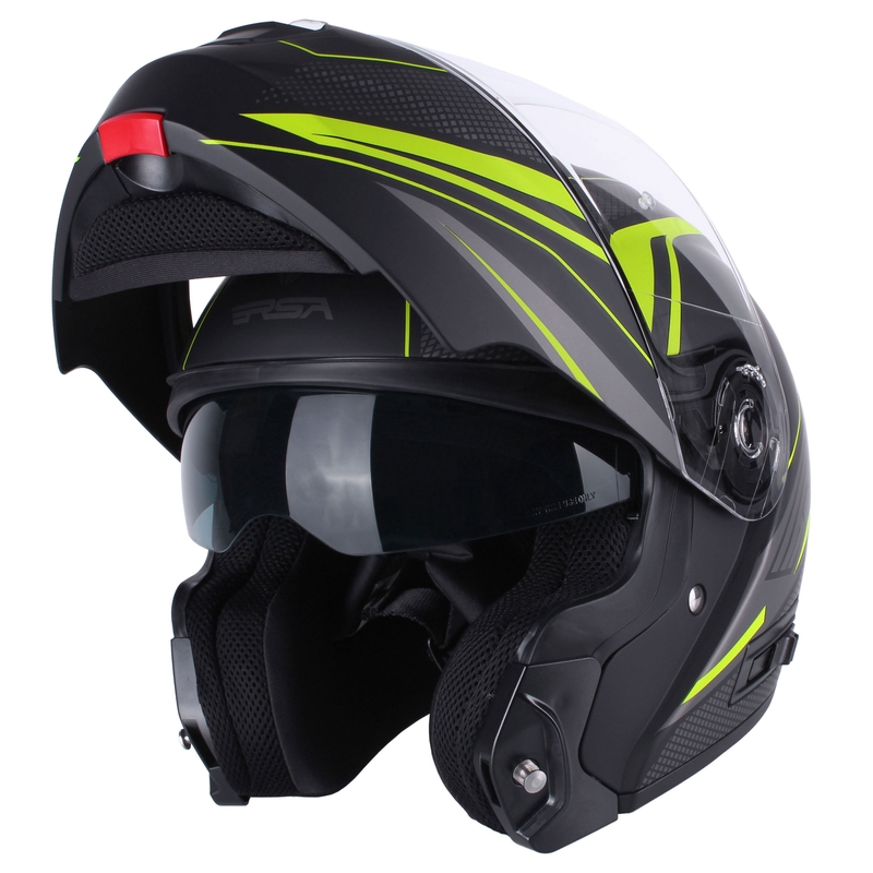 RSA Rival zwart-grijs-fluo geel tip-up motorhelm