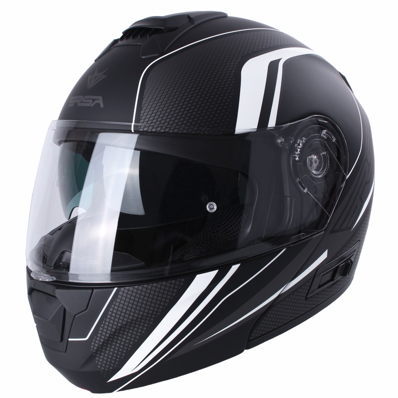 RSA Rival zwart-grijs-wit opklapbare motorhelm uitverkoop